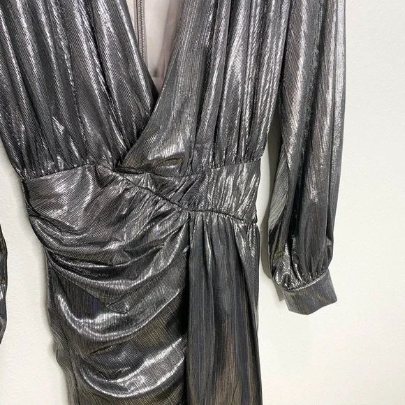 House Of CB Alvona Drape Mini Dress In Gunmetal Silver Small